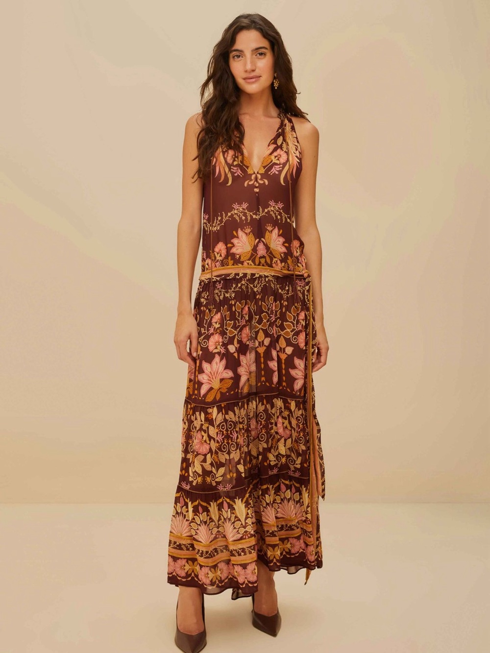 FARM Rio Bella Burgundy Maxi Dress - Picture 1 of 5